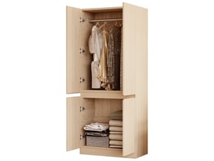 Armoire avec 2 portes et grand espace de rangement pour chambre, style moderne, en bois, 70×40×170 cm, bois naturel