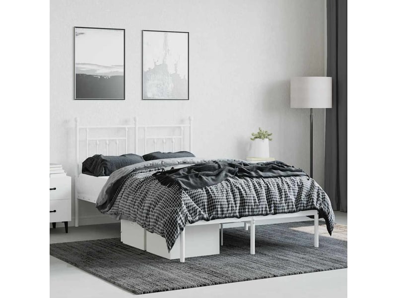  Lit double- lit adulte -  cadre de lit métal sans matelas et tête de lit blanc 120x190 cm  - Conforama C