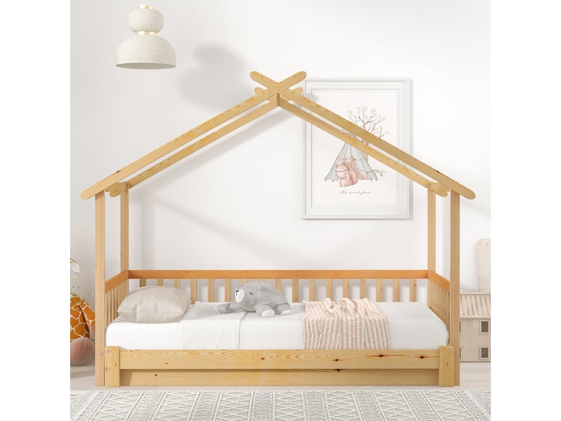  Lit extensible 90x200cm coloris naturel lit enfant naturel - Conforama D
