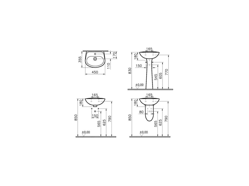  Lavabo a poser mural céramique blanc normus 450x355 trou robinet central 390695 - Conforama C