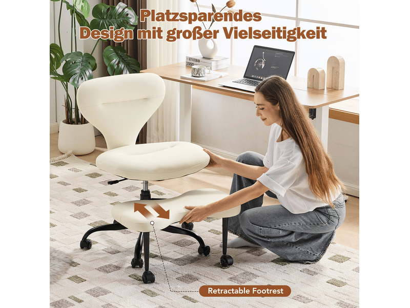  Chaise de bureau 67x80x84 cm pivotante réglable blanche  - Conforama E