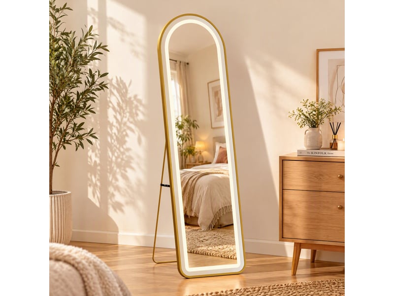  Miroir 150×40 cm –  lumières led dimmables – verre hd antidéflagrant –  cadre doré – cadre en aluminium pour chambre à coucher  - Conforama B