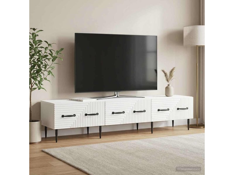  Meuble tv - banc tv - meuble de rangement blanc brillant 147 x 34,5 x 30 cm bois d'ingénierie  - Conforama D