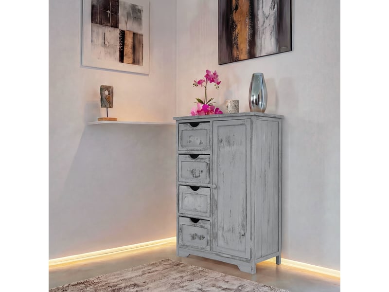  Commode, armoire, 82x55x30cm, shabby chic, vintage - gris  - Conforama B