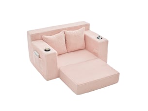 Canapé droit compressé convertible <strong>MODENVIE</strong> <strong></strong> 2 places Velours côtelé rose