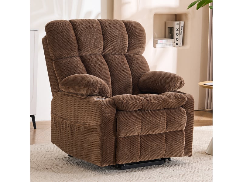  Fauteuil relax électrique 91x91x106,5 cm deux moteurs bois marron  - Conforama B