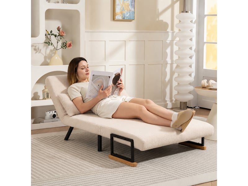 Canapé convertible 2 places 4 en 1, canapé-lit avec dossier réglable sur 5 niveaux, 2 coussins, beige, 102 x 73 x 81 cm - Conforama D
