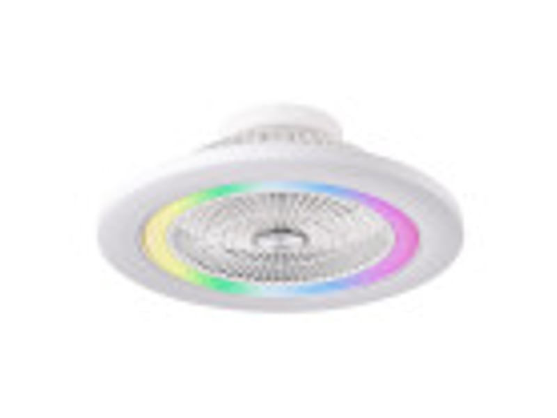  Fabrilamp antartida plafonnier ventilateur led 50 w, 5400 lm, rgb, moteur dc, 5 pales, ø 58 cm, blanc 246192501 - Conforama D