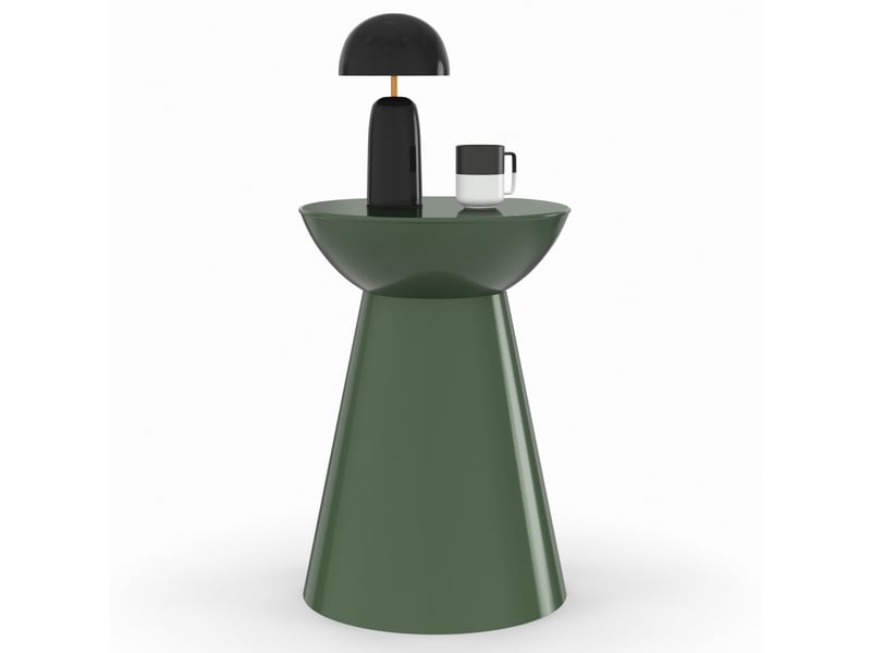  Lot de 2 tables d'appoint rondes, bouts de canapé, tables de chevet odette 30 cm métal vert kaki  - Conforama D