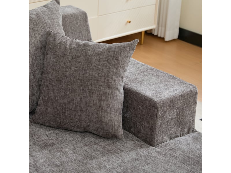  Canapé modulable en tissu chenille gris - canapé compressé sans montage pour salon moderne  - Conforama D