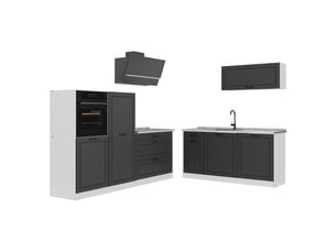 Vicco cuisine, anthracite campagneblanc, 220cm plan de travail marbre