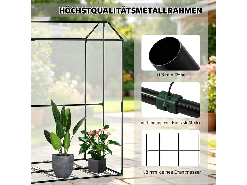  Serre de jardin durable avec porte frontale zippée enroulable, balcon et patio  - Conforama D
