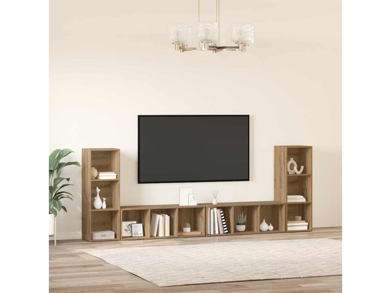  Ensemble meuble tv - banc tv - meuble de rangement 4 pcs chêne artisanal bois d'ingénierie  - Conforama D
