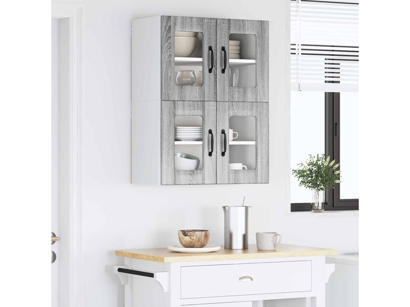 Cabinet en verre mural 2 pcs sonoma gris bois d'ingénierie shl5123 - Conforama D