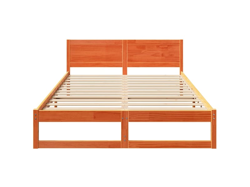  Lit double- lit adulte -  cadre de lit avec tête de lit brun  150 x 200 cm pin massif  - Conforama D