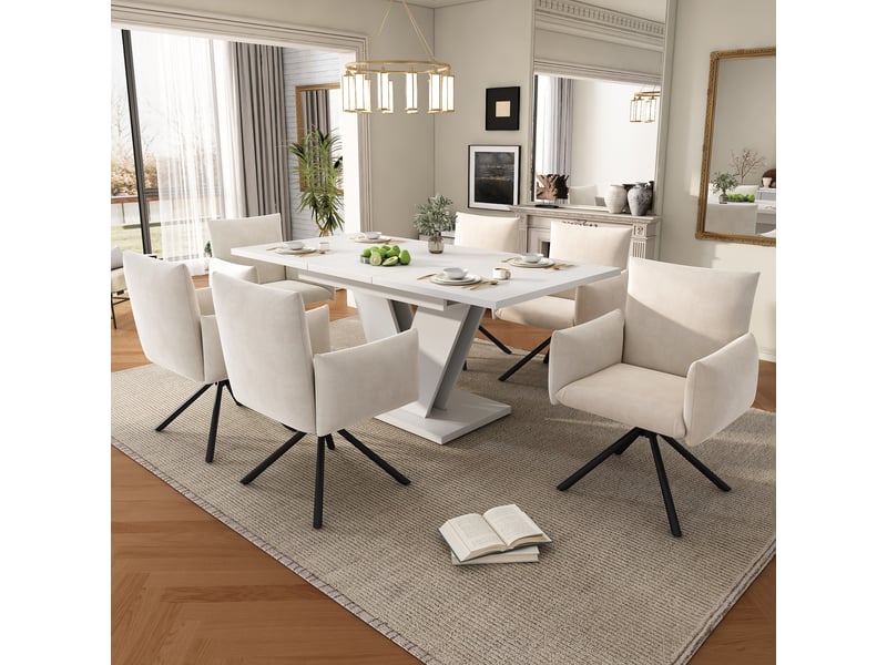 Table extensible blanche avec pied en v 120-160 x 80 cm Fay Lum - Conforama D