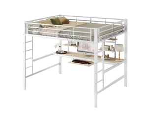 Lit mezzanine 140x200 cm <strong>HAVRYA</strong>  <strong></strong> coloris blanc