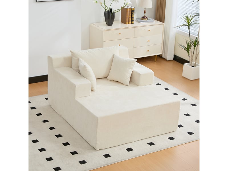 Canapé modulable en chenille – mousse haute résilience 30d – base antidérapante – beige - Conforama C