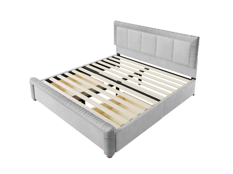 Lit avec tiroirs 180x200 cm, lit double rembourré avec 2 tiroirs de rangement, gris, velours IKSETERA TRADING LTD - Conforama A