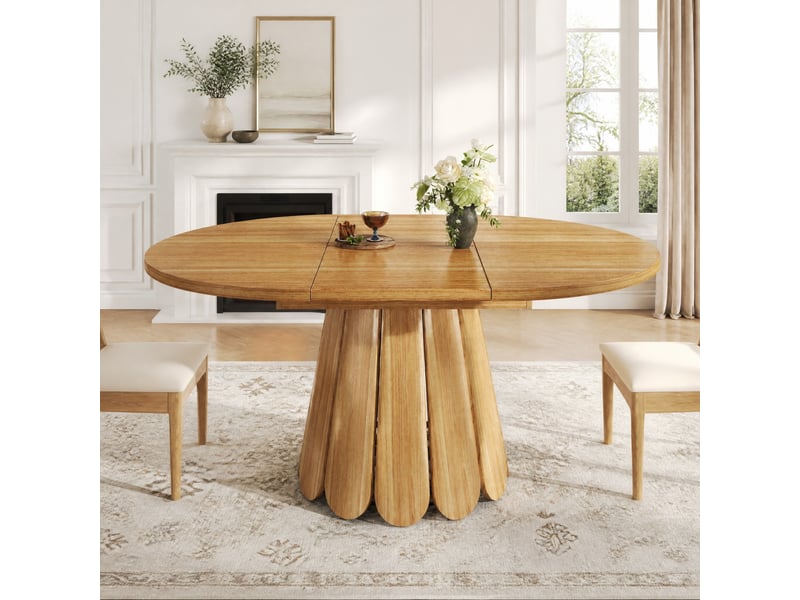  Table à manger extensible 118(158)x118x76.8 cm en mdf et métal marron  - Conforama D
