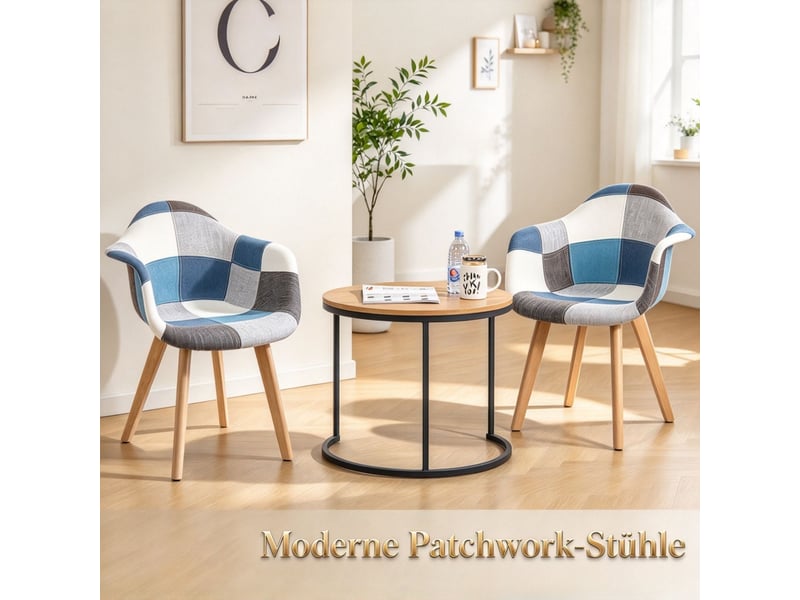  Fauteuil de salle à manger lot de 2 style lounge design moderne accoudoirs décoratifs  - Conforama D