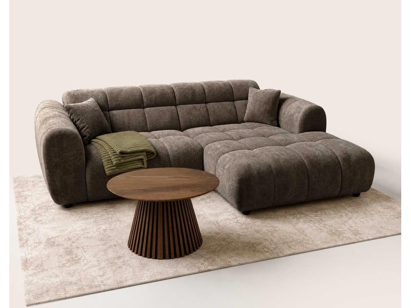  Mini ray - canapé d'angle droit 4 places en tissu texturé - best mobilier - marron MINI RAY - Conforama D