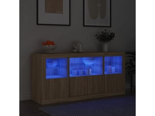 Buffet - bahut - meuble de rangement avec lumières led chêne sonoma 142,5x37x67 cm