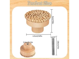 Pack de 6 boutons en bois naturel de 40x30 mm, poignées de décoration bohème pour armoires et tiroirs de cuisine