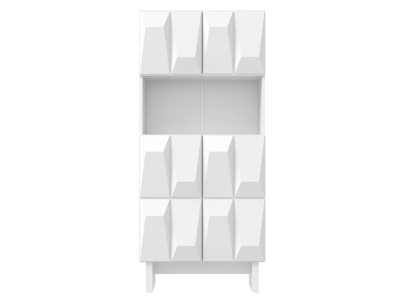  Meuble tv, vitrine et table basse avec rangements et niches ouvertes pour salon en panneaux de particules blanc  - Conforama E