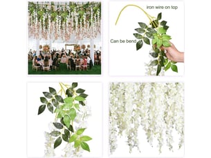 Guirlande de fleurs artificielles en rotin, 12 pièces, 110 cm, pour décoration de fête, mariage, maison, blanc