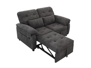 Canapé droit convertible <strong>HAVRYA</strong> <strong></strong> 2 places Tissu gris