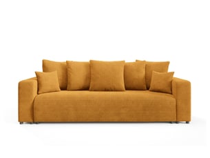Canapé droit convertible 4 places Velours jaune avec coffre de rangement