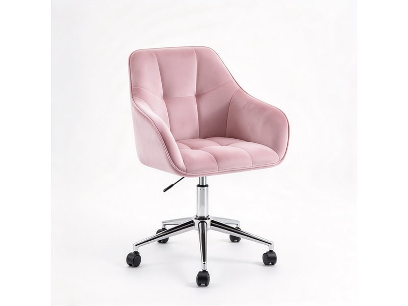  Fauteuil de bureau pivotant en velours, hauteur réglable, base métallique 5 branches  - Conforama A