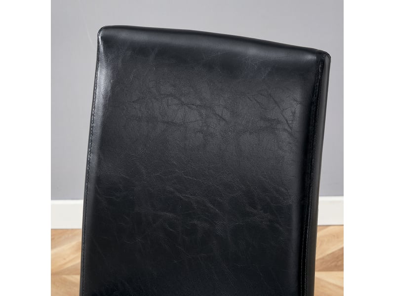  Lot de 4 chaises de salle à manger 90 cm chaise cuisine, noyer et noir, chaise contemporaine, dossier ergonomique, pu+métal  - Conforama D
