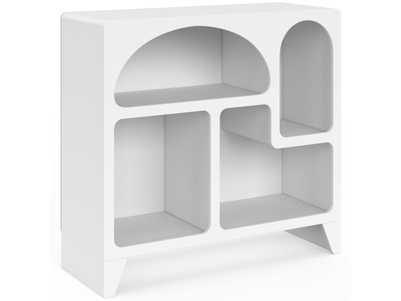  Buffet organique 80 cm alesia bois blanc meuble de rangement 4 niches  - Conforama D