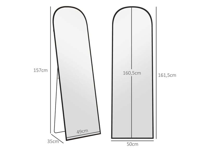  Miroir sur pied 50x161,5 cm cadre en métal noir  - Conforama E