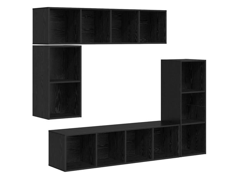  Ensemble meuble tv - banc tv - meuble de rangement 4 pcs chêne noir bois d'ingénierie  - Conforama A