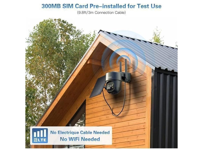  Camera surveillance solaire 4g lte 2k noire vision nocturne pir audio bidirectionnel  - Conforama D