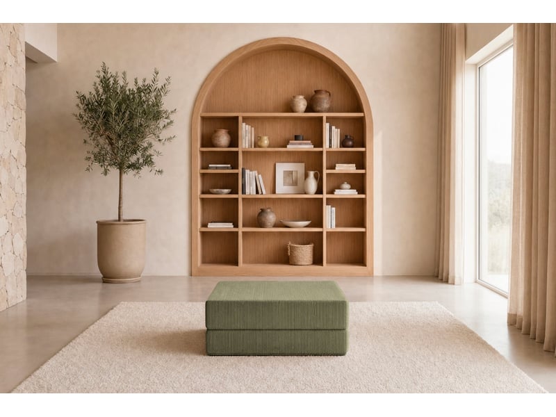  Cosima - pouf en petit velours côtelé vert 100x80x34  - Conforama D