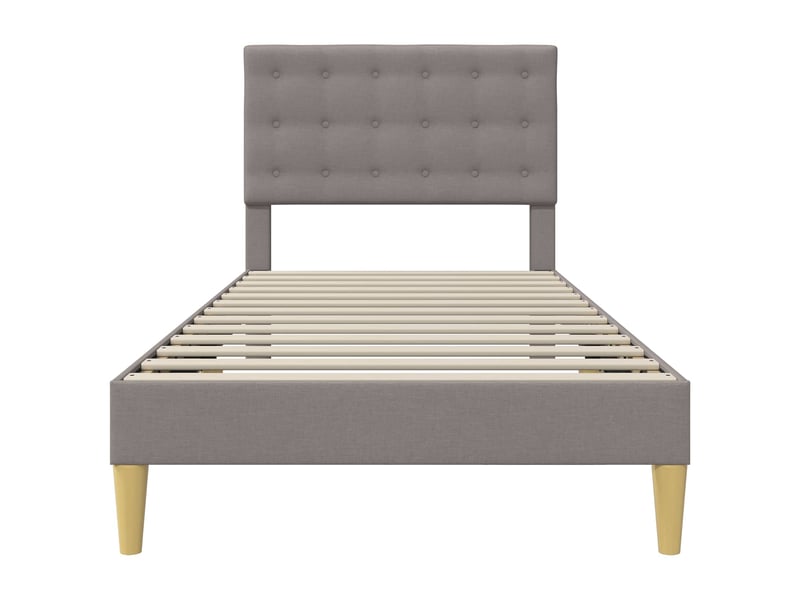  Lit simple- lit adulte -  cadre de lit avec tête de lit taupe 90 x 200 cm tissu  - Conforama C