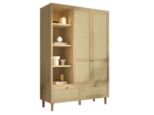 Armoire 2 porte(s) battante 2 tiroir(s) ULQENI coloris bois clair largeur 120 cm