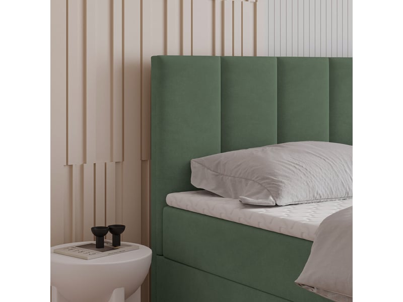 Boxspring meril 200x200 cm, lit complet avec matelas, vert - Conforama D