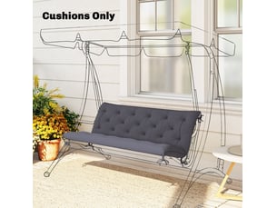Coussin de banc 3 places 150x98 cm – gris foncé – dossier et 6 liens de fixation intérieur extérieur
