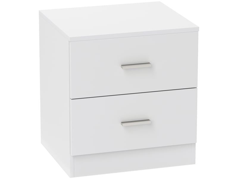  Table de chevet avec 2 tiroirs poignée en alliage d'aluminium style contemporain 45 x 39,5 x 49 cm blanc  - Conforama B