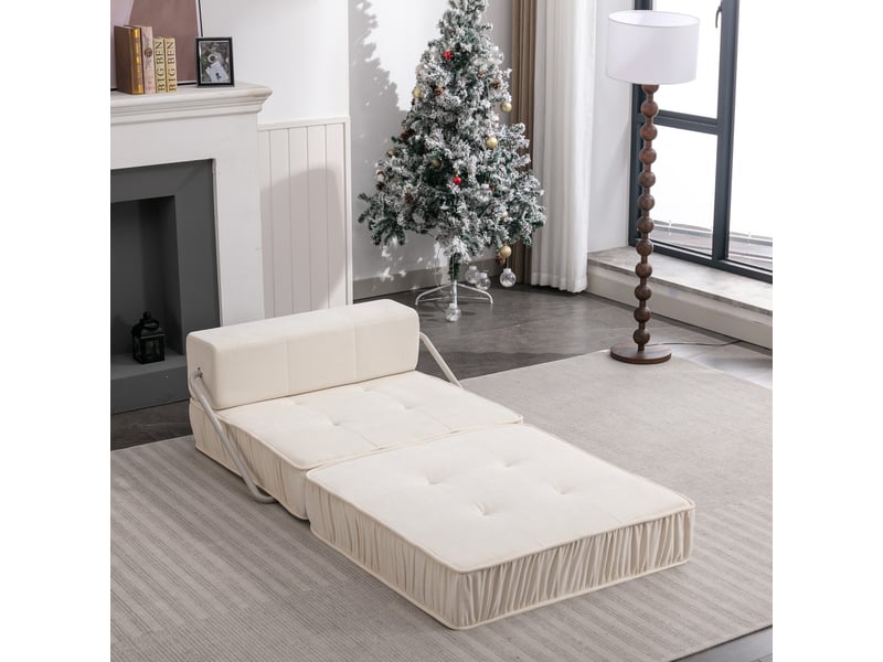  Canapé convertible pliable  - modulable en fauteuil, méridienne ou lit, chenille - blanc  - Conforama C