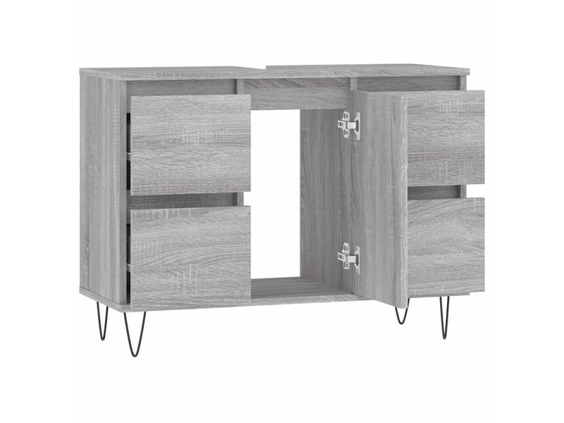  Meuble salle de bain rangement, commode sonoma gris 80x33x60 cm bois d'ingénierie shl6919  - Conforama E
