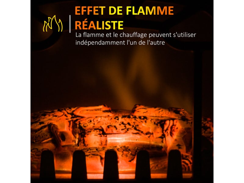  Cheminée électrique avec radiateur, finition noire, 925 w ou 1850 w  - Conforama W