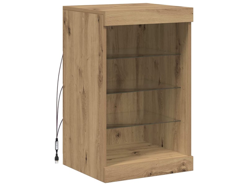 Buffet - bahut - meuble de rangement led chêne artisanal 41 x 37 x 67 cm bois d'ingénierie - Conforama A