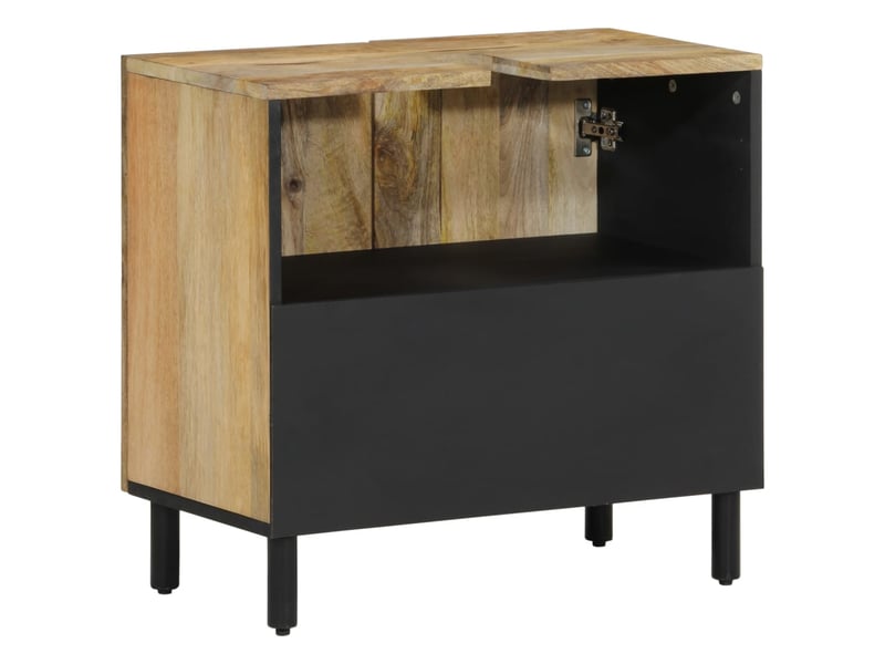  Armoire lavabo salle de bain, meuble de rangement bois massif de manguier shl756  - Conforama E