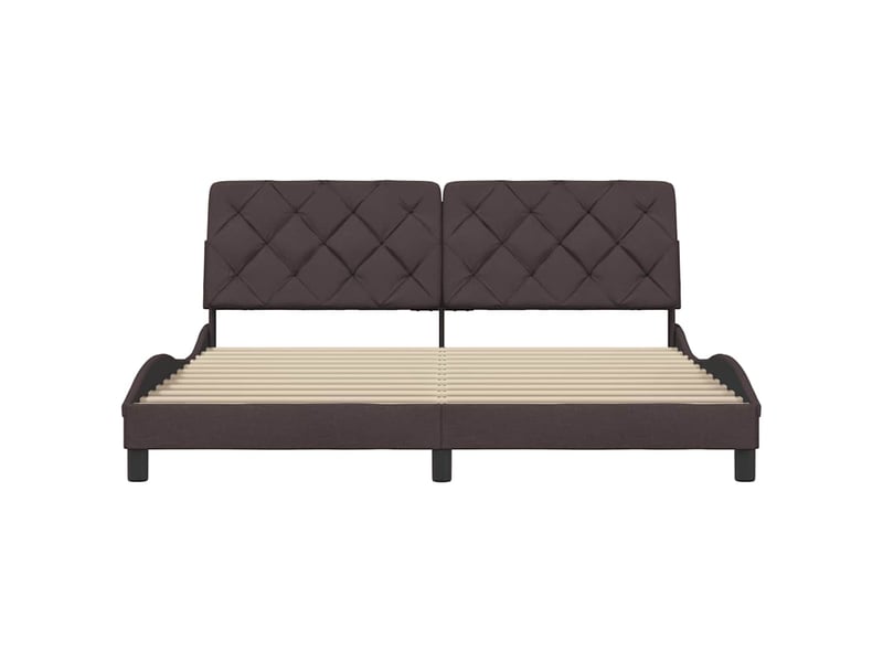 Lit adulte ; lit double ; cadre de lit marron foncé 180x200 cm tissu - Conforama F